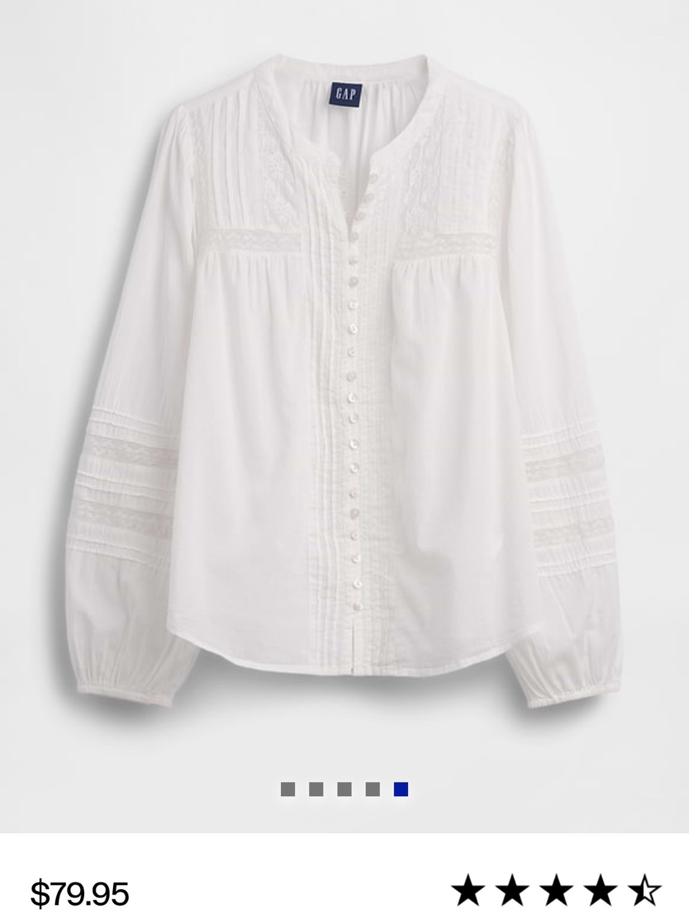 {GAP}: Lace-Trim Pintuck Top / M / NWT - Picture 5 of 7
